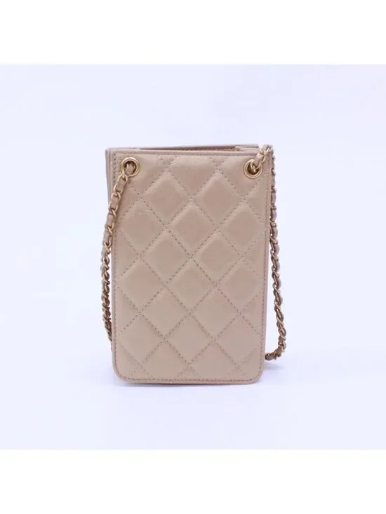 Chanel Chain Shoulder Bag Leather Beige - Picture 2 of 10